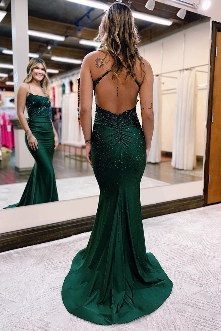 Off The Shoulder Charming Long Mermaid Sexy Green Women Prom Dresses   TP81