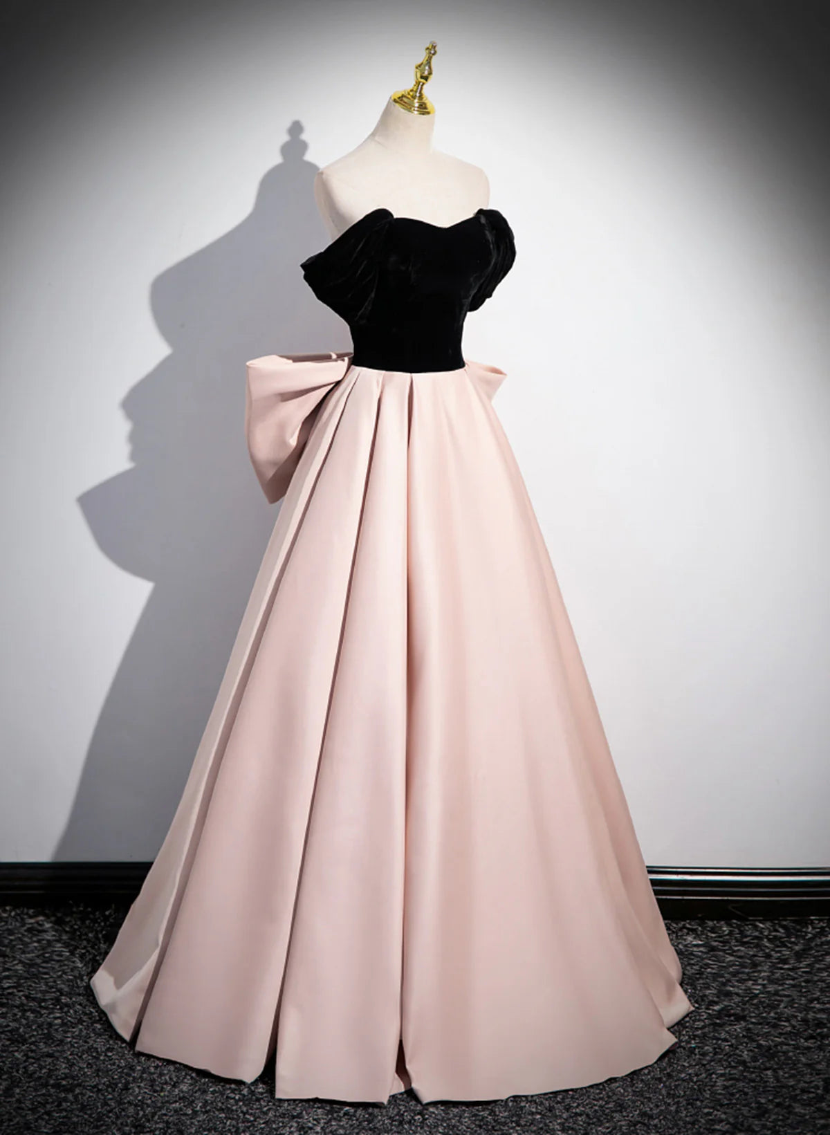 Off Shoulder A-line Pink Formal Dress Evening Dress, Pink Long Prom Dress TP1118