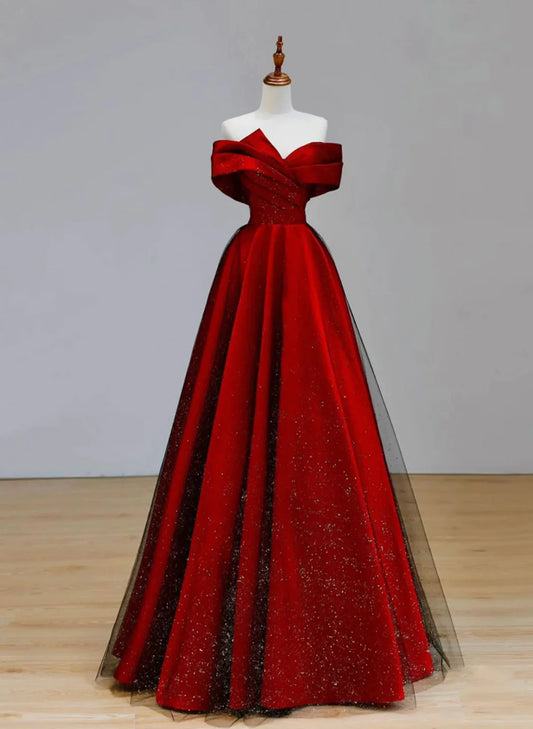 Red and Black Sweetheart Long Party Dress, Red and Black Long Evening Dress Prom Dress TP1151