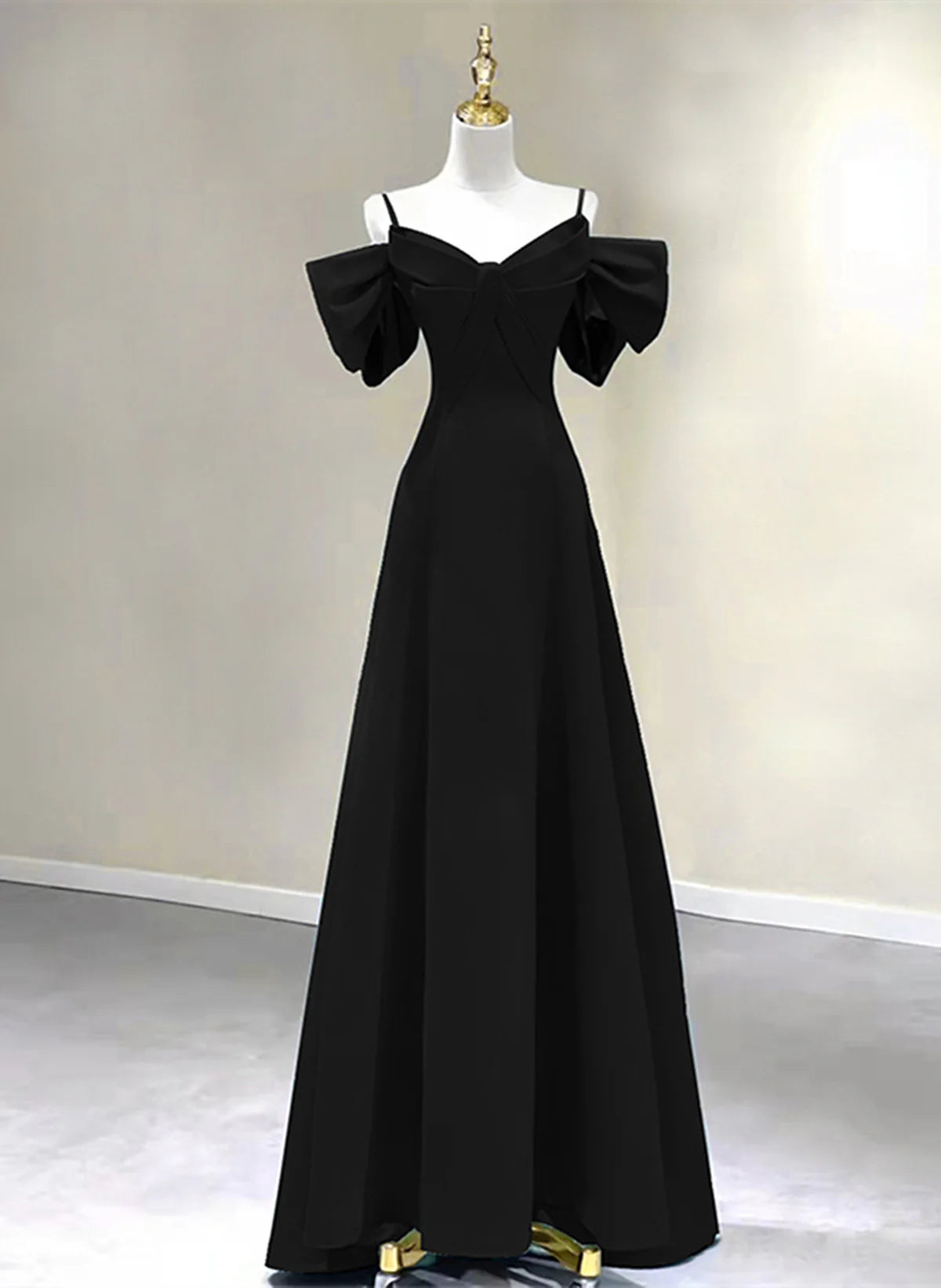 Pretty Black A-line Long Party Dress, Black Floor Length Prom Dress Evening Dress TP1224