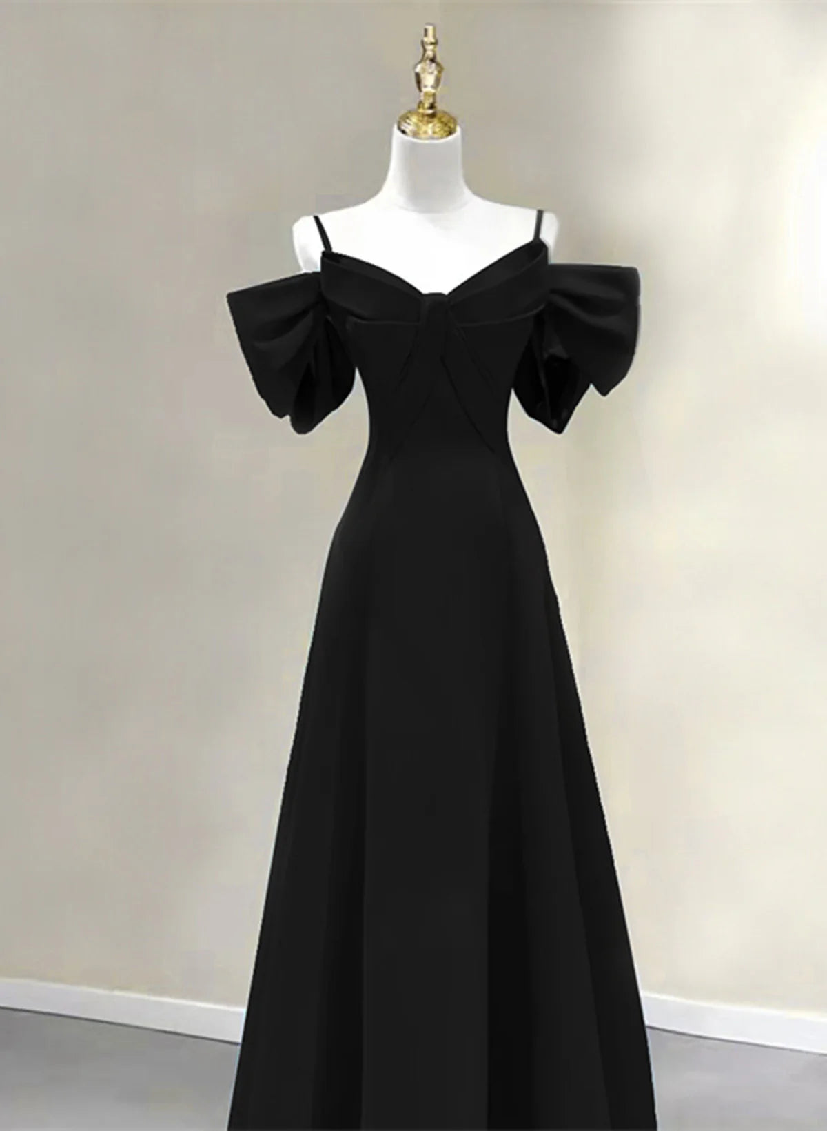 Pretty Black A-line Long Party Dress, Black Floor Length Prom Dress Evening Dress TP1224