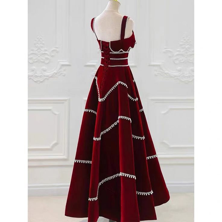 Chic Red Velvet A-Line Strapless Evening Dress TP1556