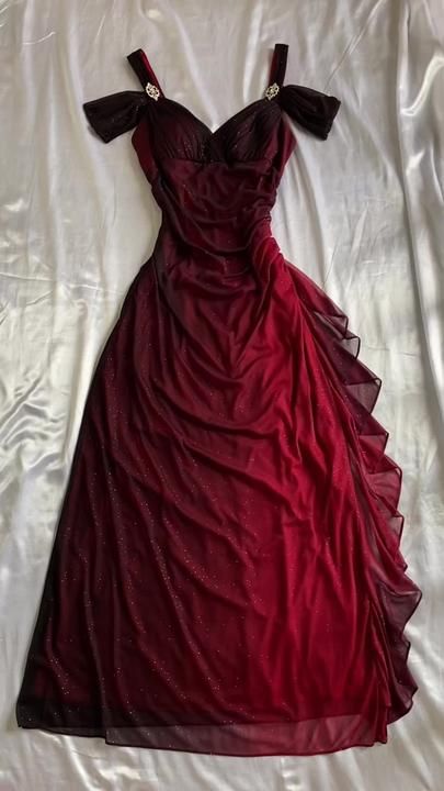 Burgundy A-Line Halter Mixed Color Chiffon Long Prom Dresses TP1679