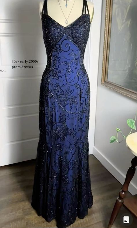 Classic Navy Mermaid Strap Lace Long Ball Gown Evening Dress TP2018