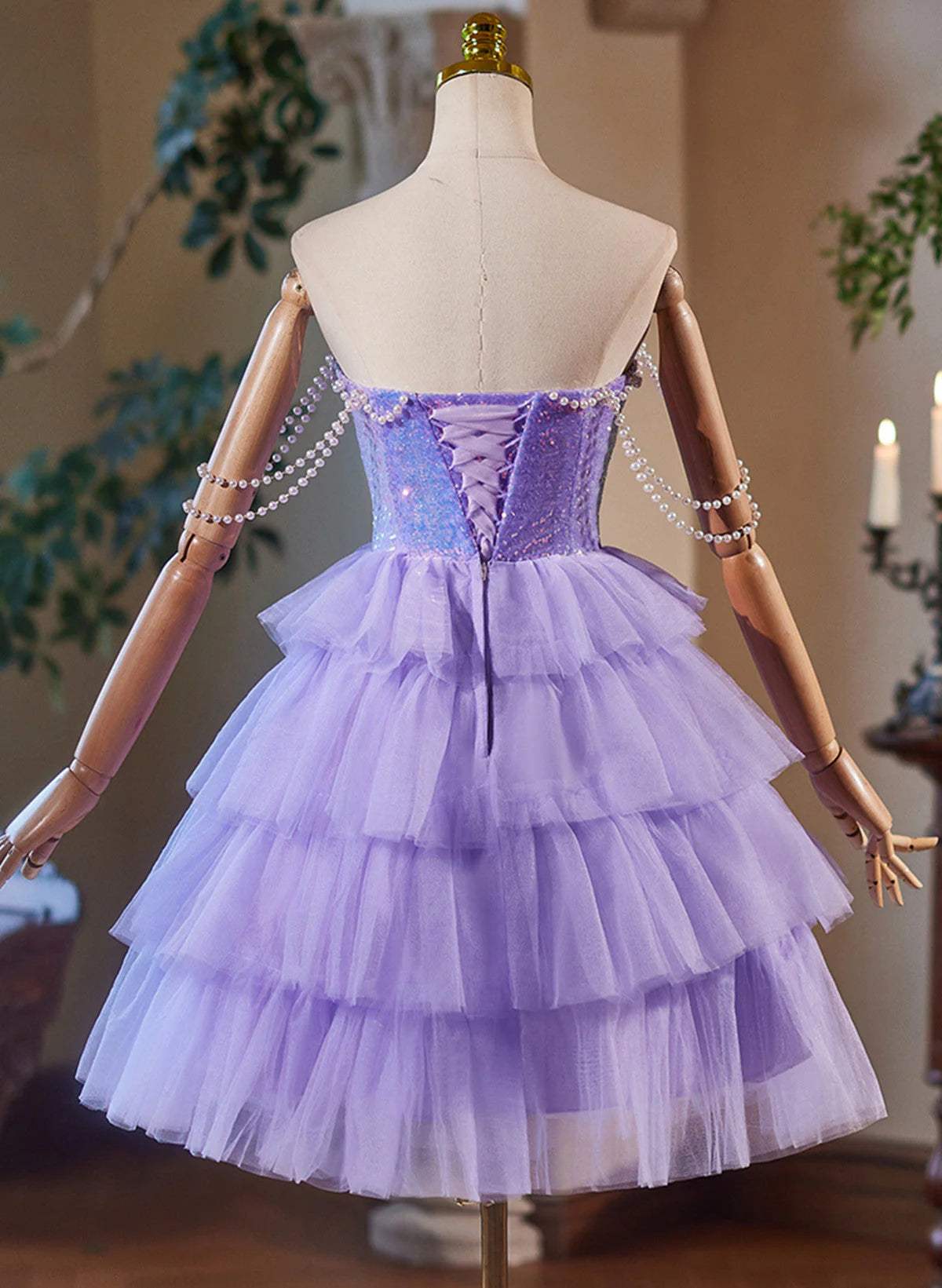 Lavender Cute Sweetheart Homecoming Dress, Lavender Short Prom Dress TP1043