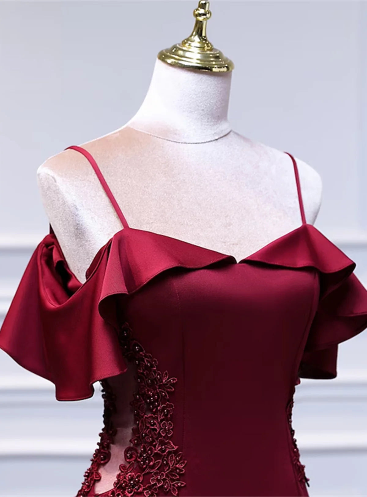 Wine Red Mermaid Off Shoulder Long Party Dress, Off Shoulder Mermaid Prom Dress TP1069