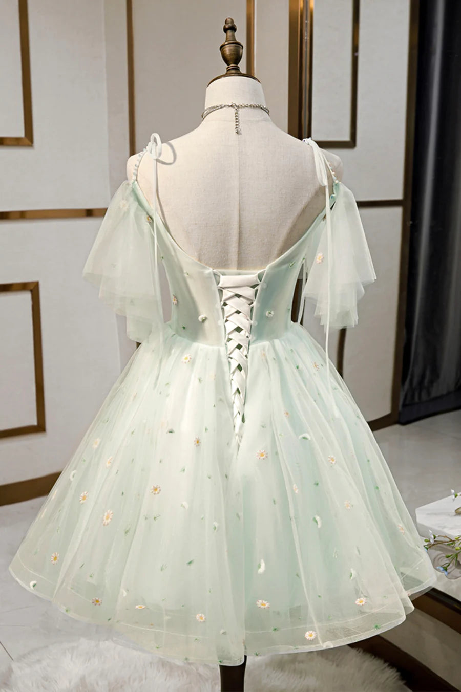 Mint Green Tulle Short Prom Dress, Cute A-Line Party Homecoming Dress TP538