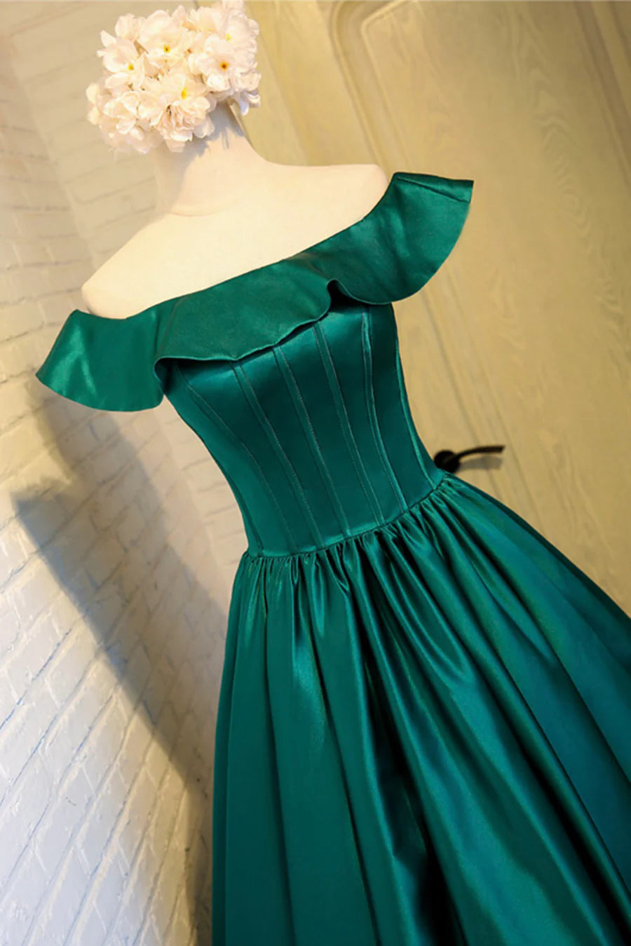 Cute Satin Short Prom Dress, Green A-Line Homecoming Dress TP892