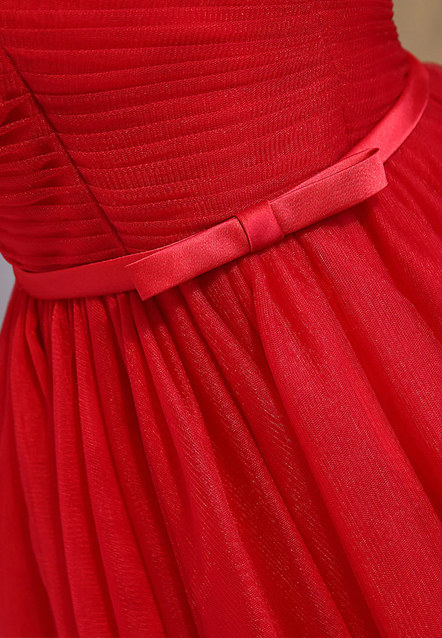 Red Tulle Short Prom Dresses, A-Line Party Dresses TP921